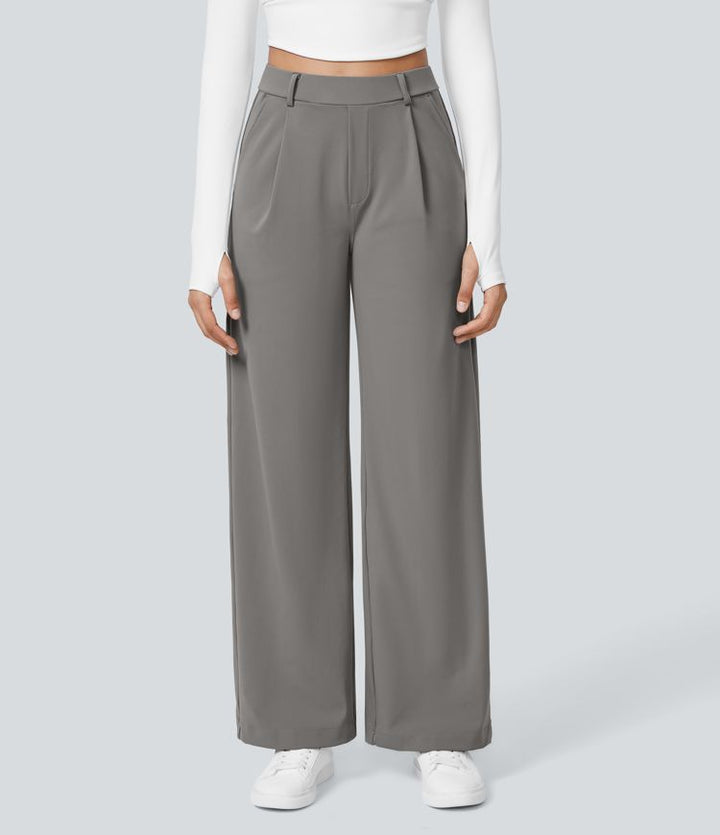ColaTek Air™ Flared Trousers with High Waist and Side Zip Pockets