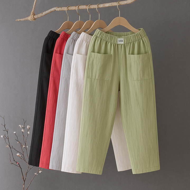 Erika™ | Casual Cotton and Linen Trousers with Elasticated Waist