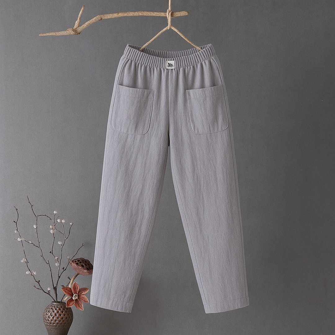 Erika™ | Casual Cotton and Linen Trousers with Elasticated Waist