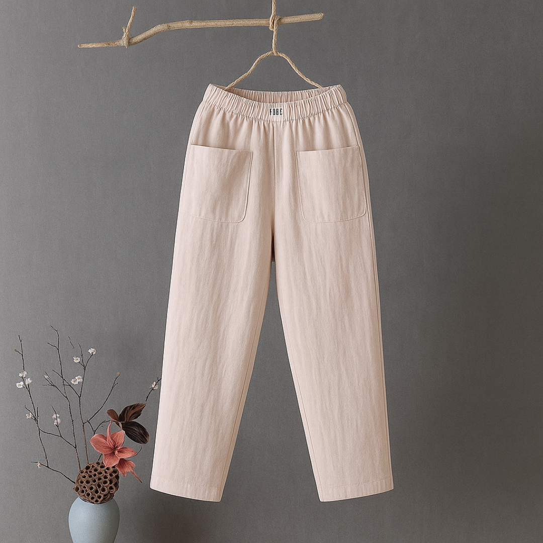 Erika™ | Casual Cotton and Linen Trousers with Elasticated Waist