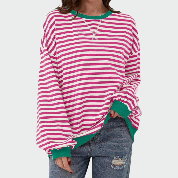 Olivia – Casual Long Sleeve Round Neck Striped Sweatshirt