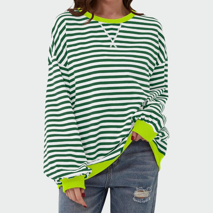 Olivia – Casual Long Sleeve Round Neck Striped Sweatshirt