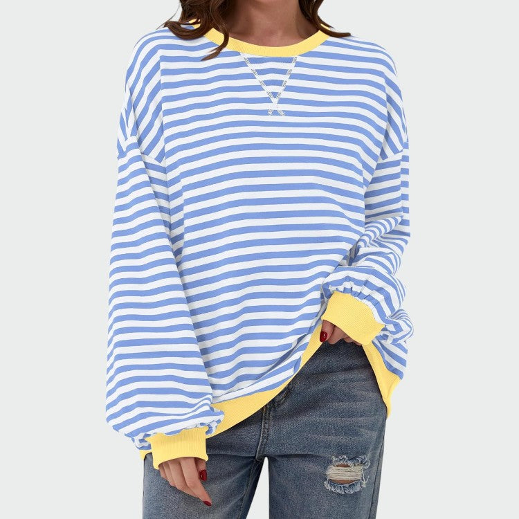 Olivia – Casual Long Sleeve Round Neck Striped Sweatshirt