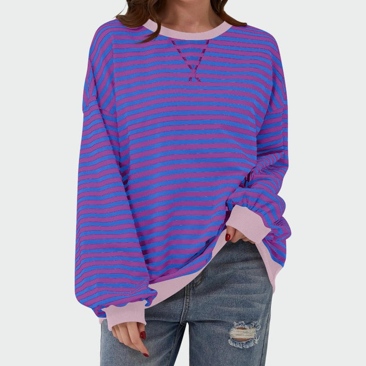 Olivia – Casual Long Sleeve Round Neck Striped Sweatshirt