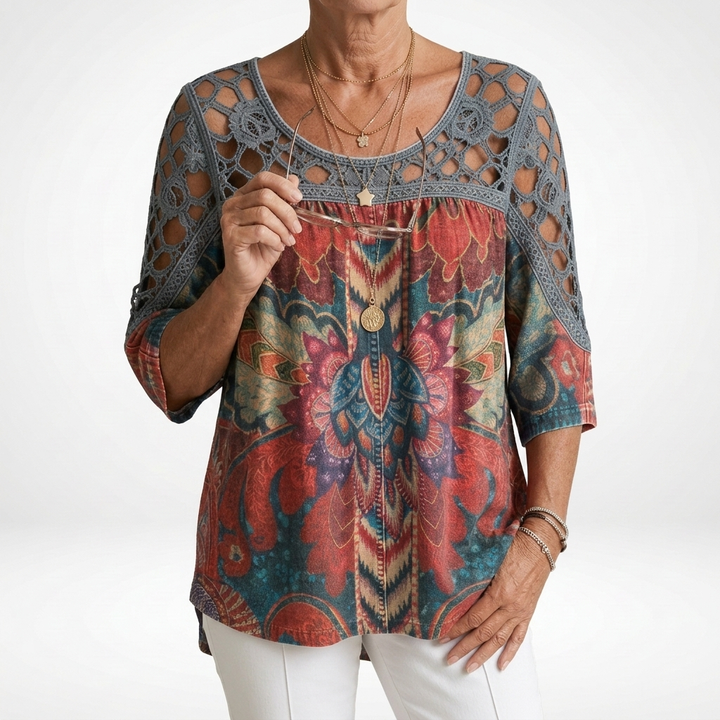 Elisa™ — Printed Ethnic Bohemian Blouse with Natural Femininity