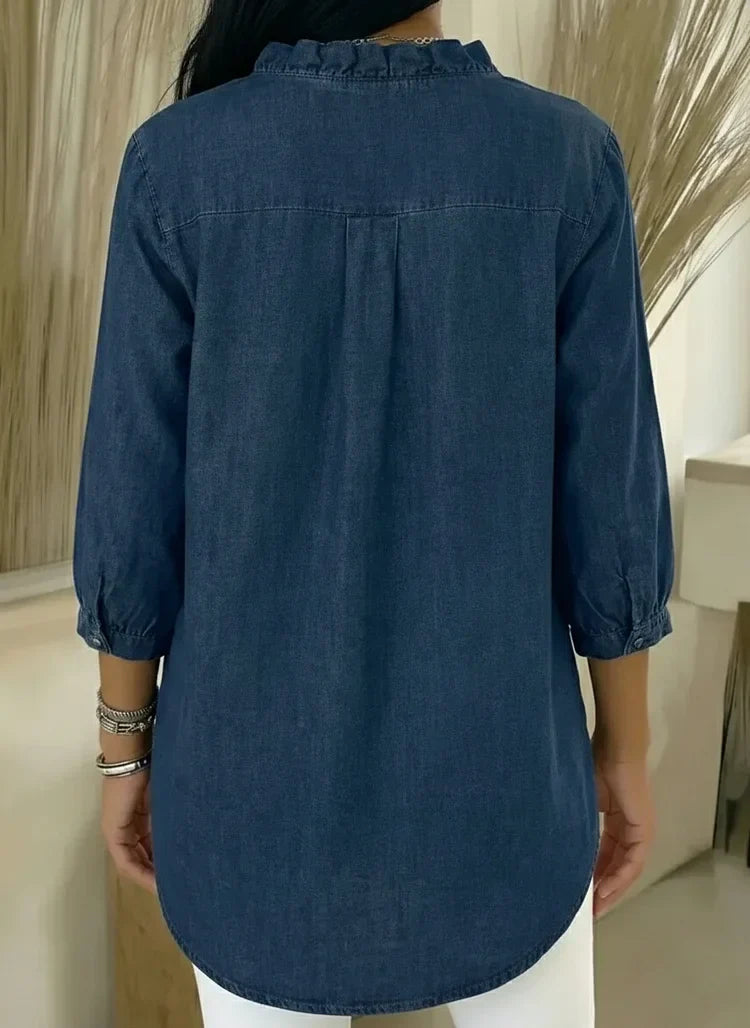 Vera | Casual Denim Shirt With V Neck