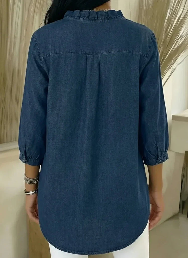 Vera | Casual Denim Shirt With V Neck