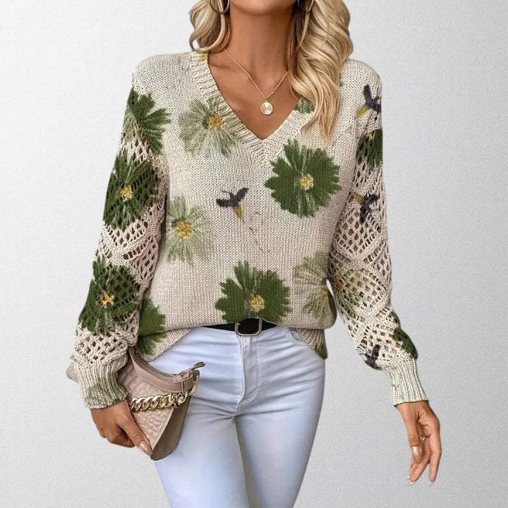 Olivia - Elegant Floral Knit Jumper