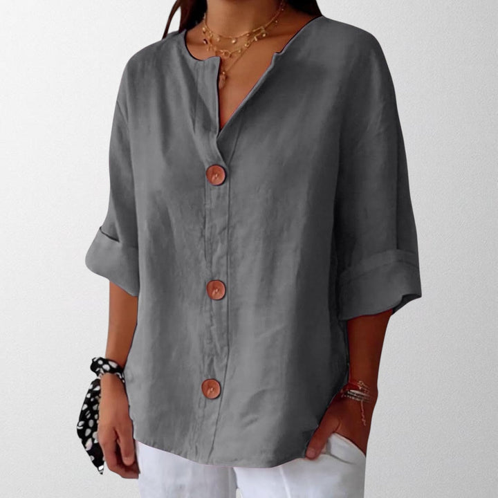 Noora - Relaxed Linen Blouse for Timeless Elegance