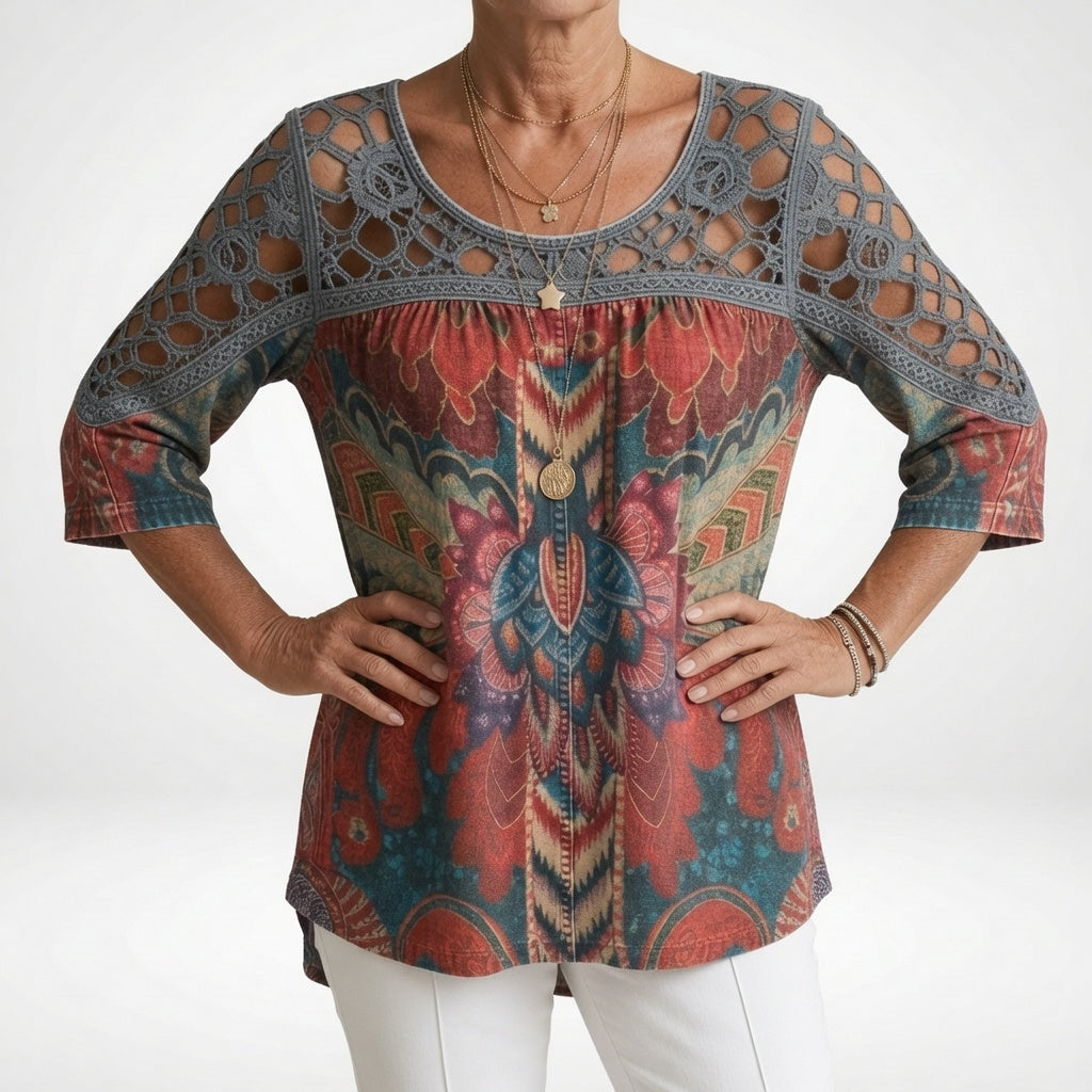 Elisa™ — Printed Ethnic Bohemian Blouse with Natural Femininity