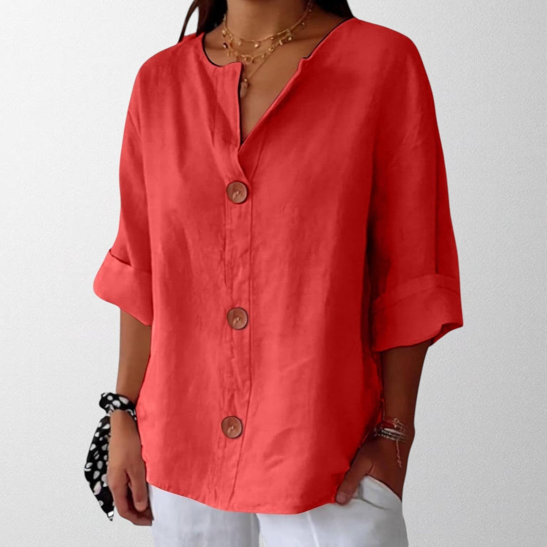 Noora - Relaxed Linen Blouse for Timeless Elegance