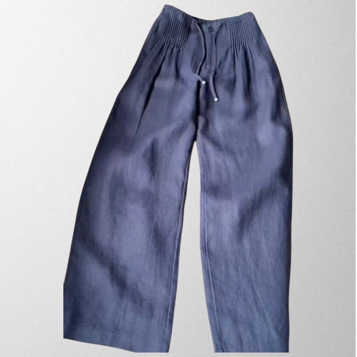Olivia - Wide-leg Trousers in Cotton and Linen Blend