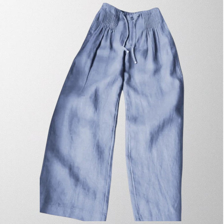 Olivia - Wide-leg Trousers in Cotton and Linen Blend