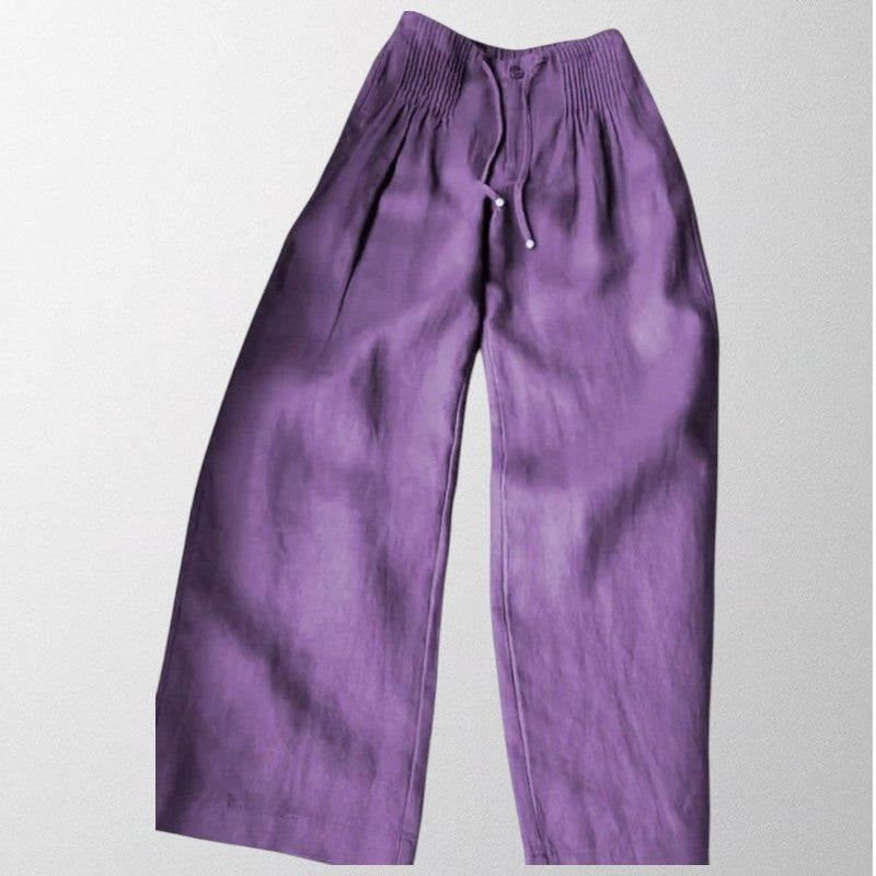 Olivia - Wide-leg Trousers in Cotton and Linen Blend