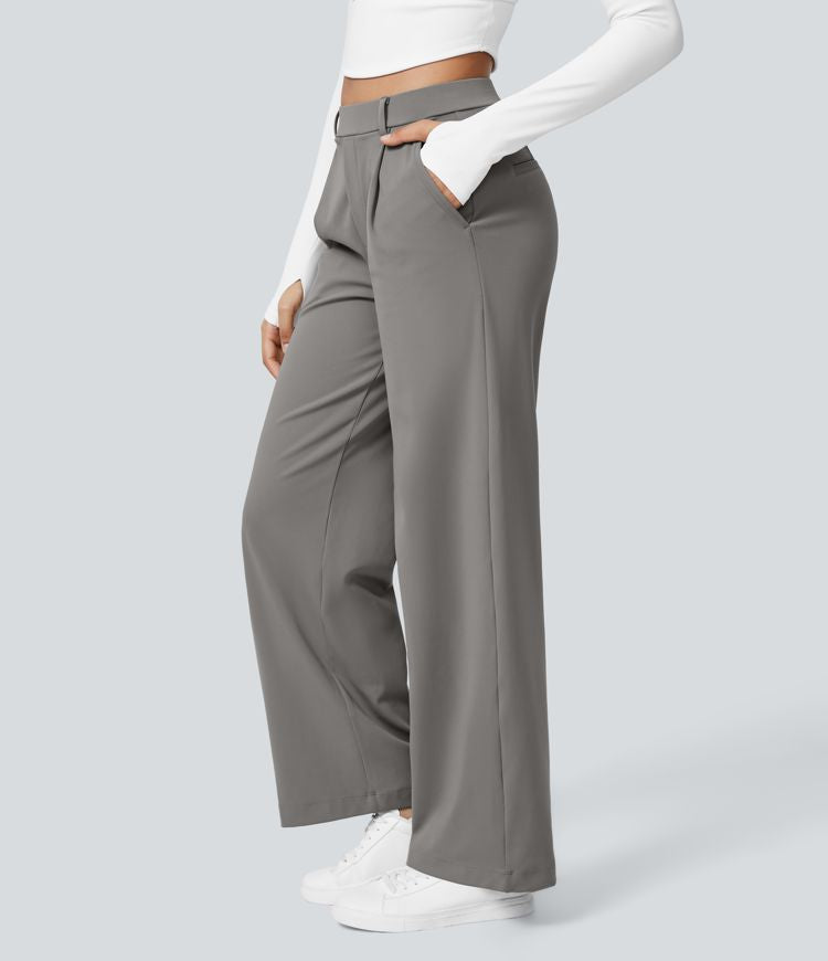 ColaTek Air™ Flared Trousers with High Waist and Side Zip Pockets