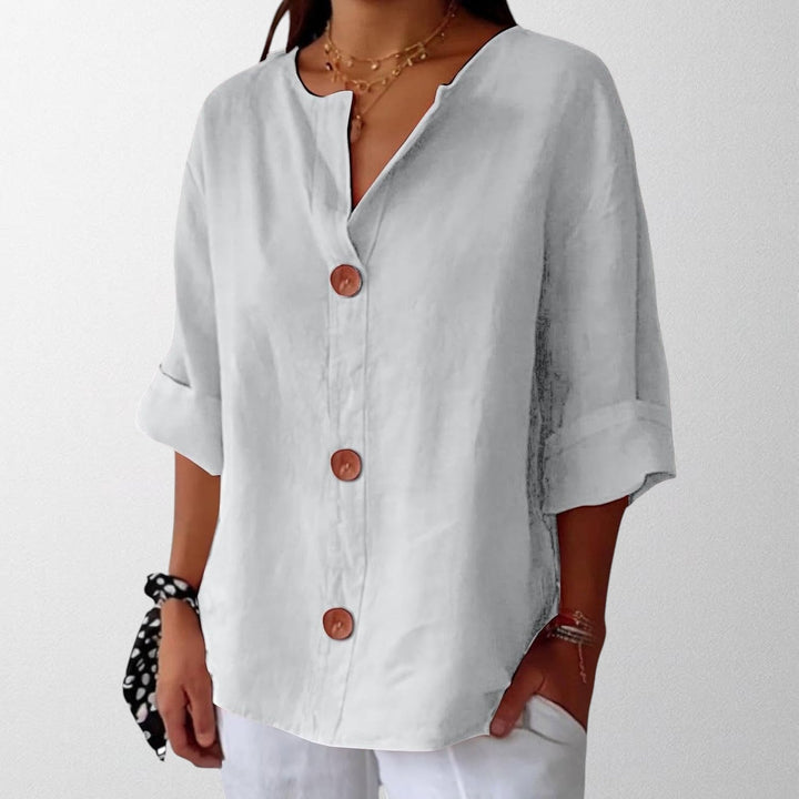 Noora - Relaxed Linen Blouse for Timeless Elegance