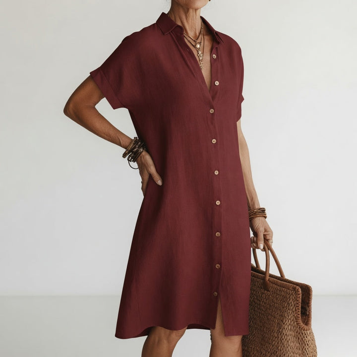 Évanélie™ — Premium Breathable Midi Shirt Dress with Effortless Elegance