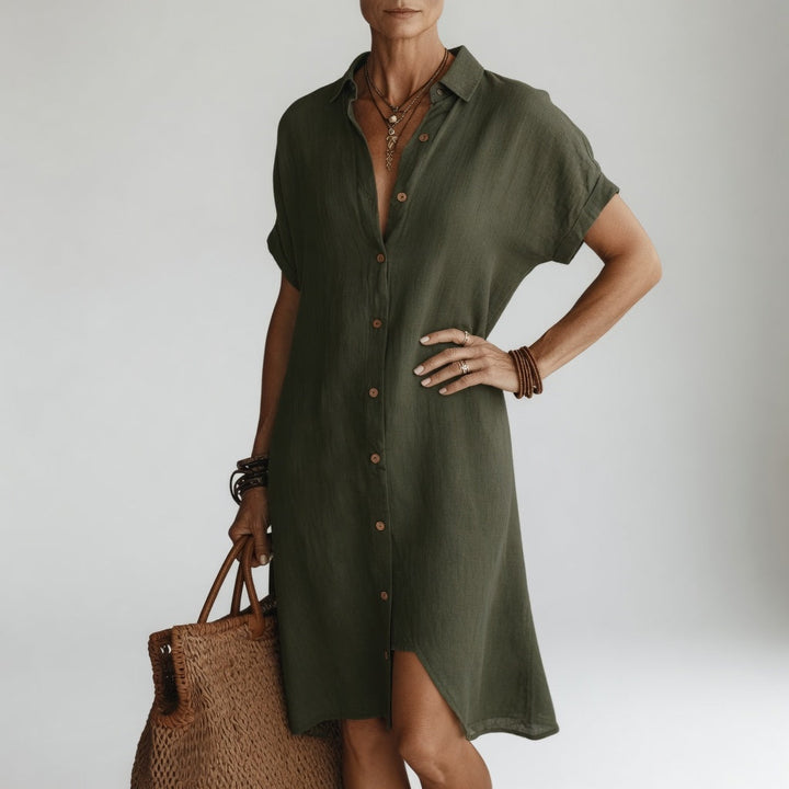 Évanélie™ — Premium Breathable Midi Shirt Dress with Effortless Elegance