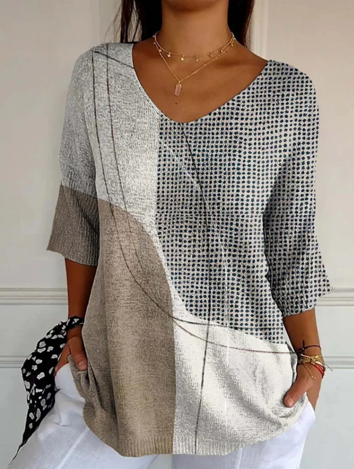 Women's Retro Art Print Casual Pullover Knit