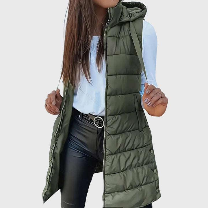 RAIN | Hooded Long Puffer Vest