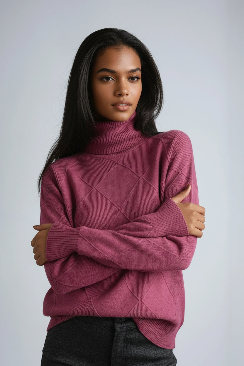 Livia | Turtleneck Sweater with Diamond Motif
