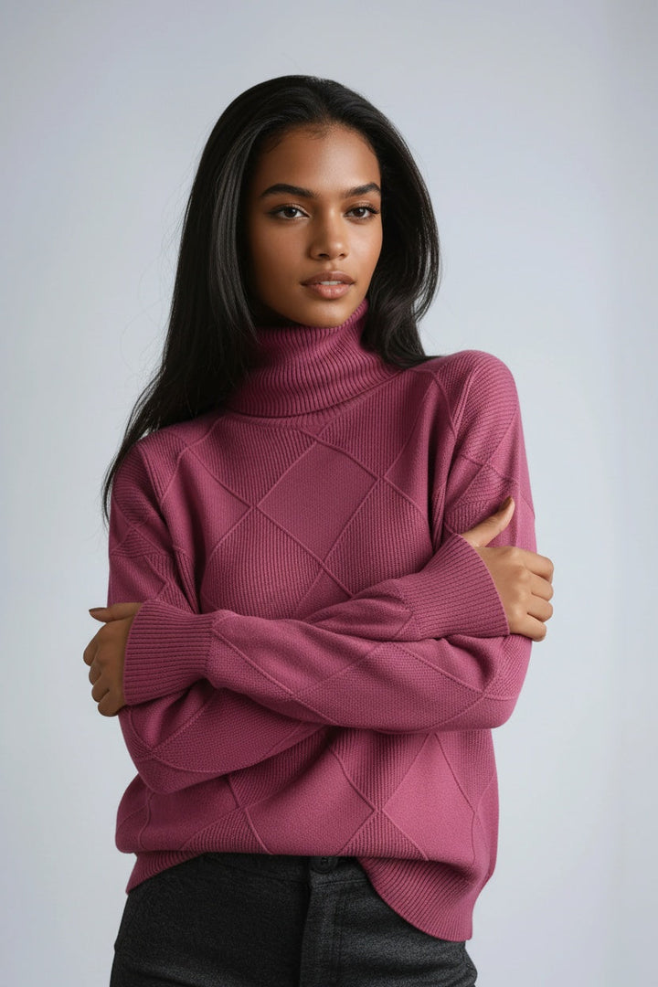 Livia | Turtleneck Sweater with Diamond Motif