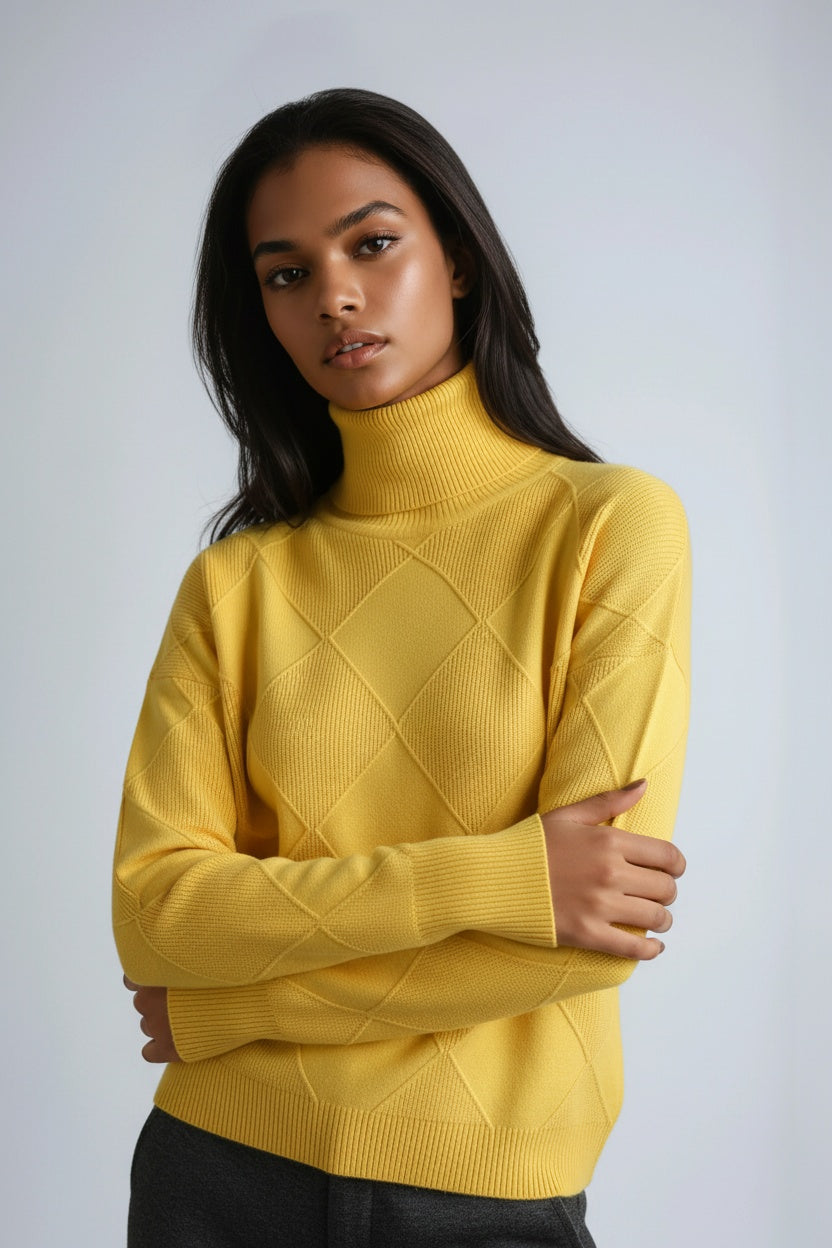 Livia | Turtleneck Sweater with Diamond Motif