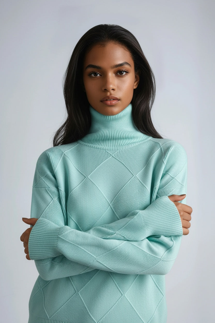 Livia | Turtleneck Sweater with Diamond Motif