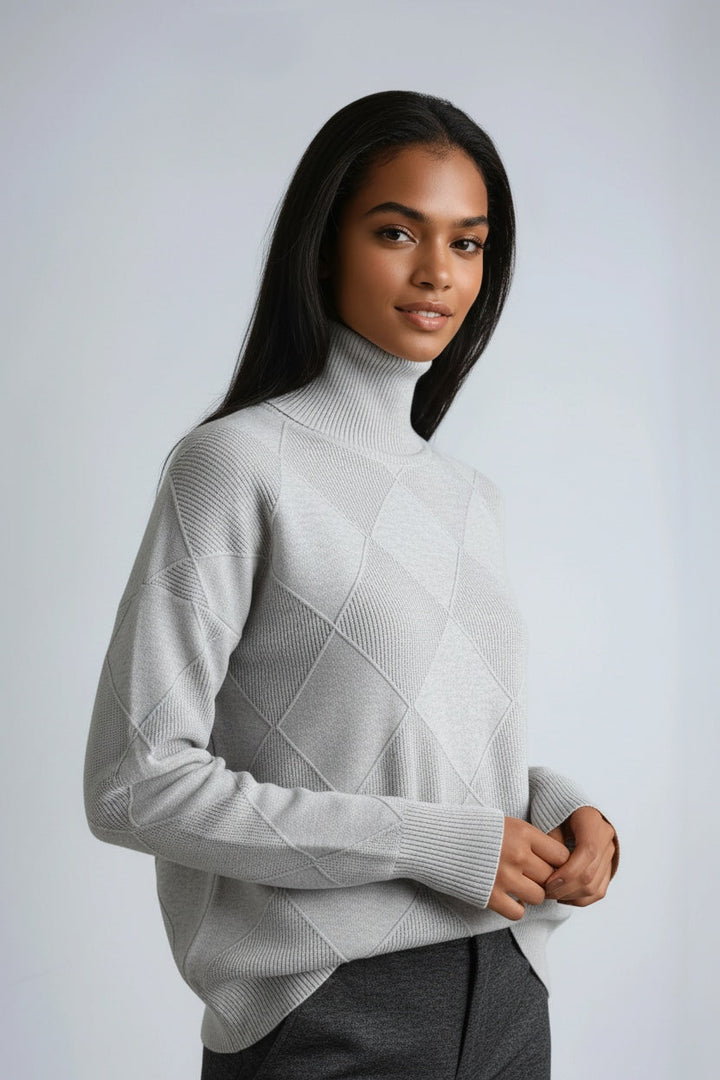 Livia | Turtleneck Sweater with Diamond Motif