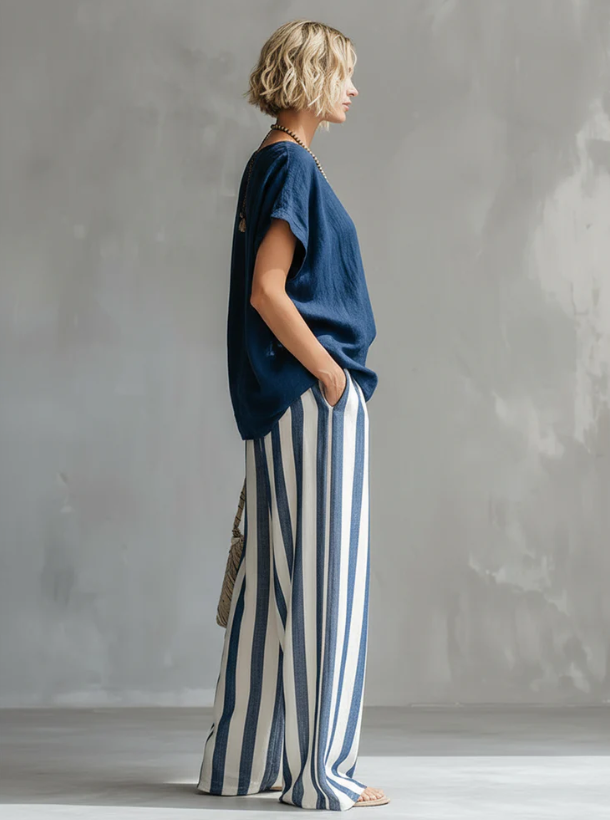 Sienna™ Relaxed Striped Linen Blend Set